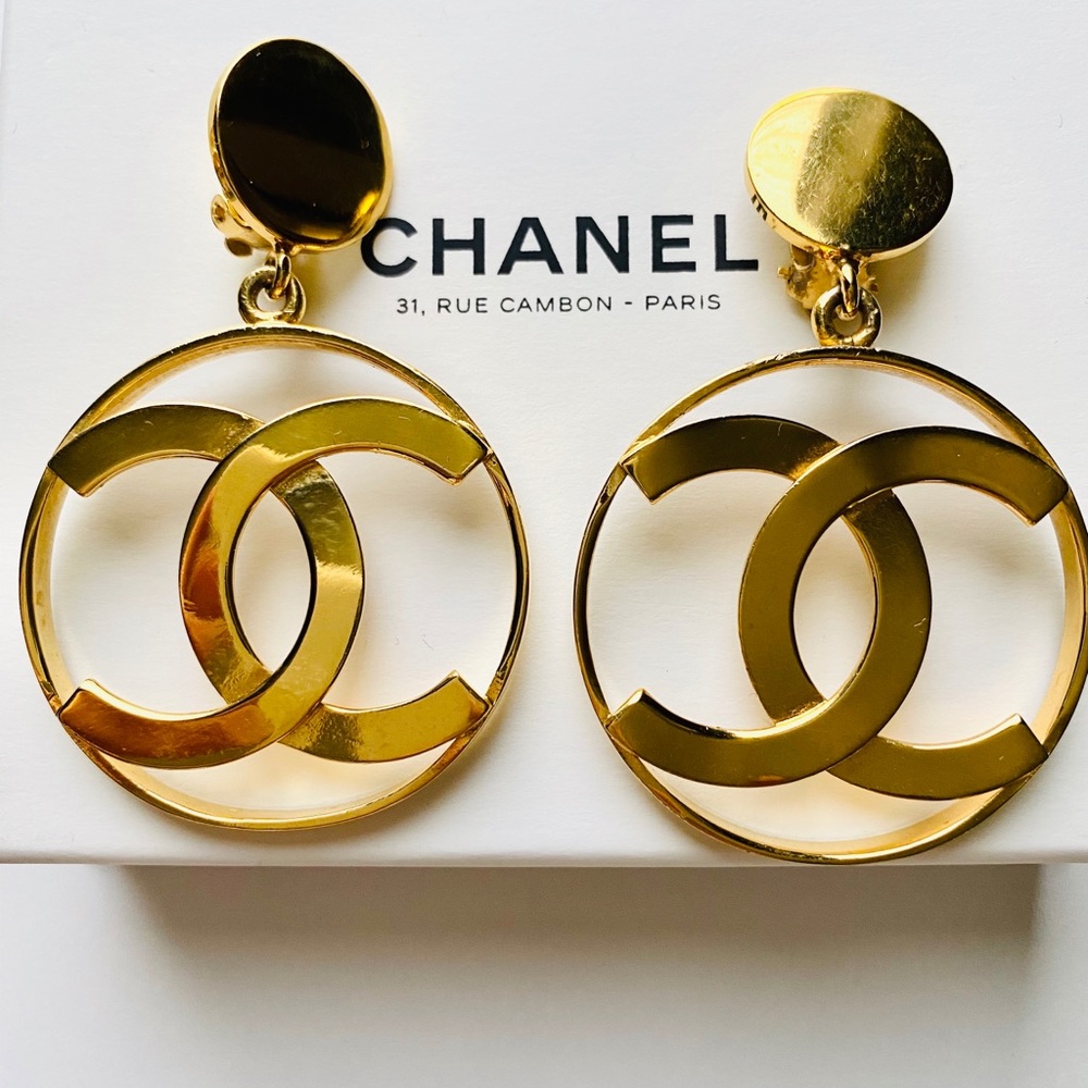 Hard to find Vintage Chanel Large CC earrings